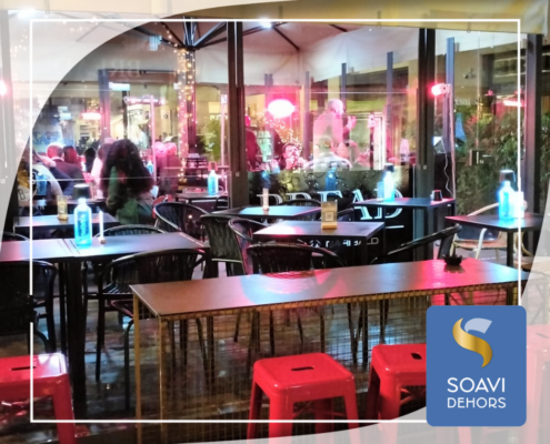 Questa immagine rappresenta un progetto di dehors creato da soavi dehors.